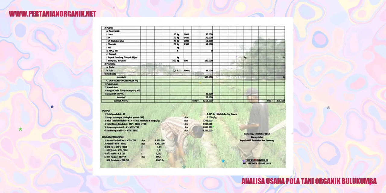 analisa usaha pola tani organik bulukumba