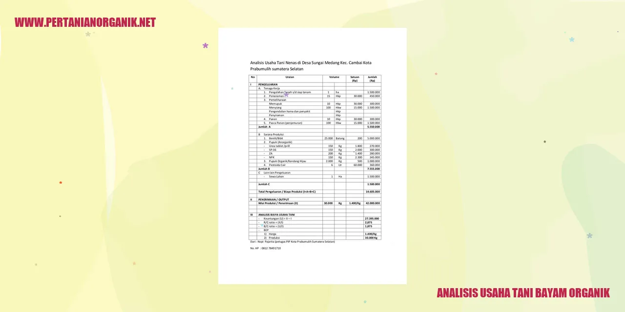 Analisis Usaha Tani Bayam Organik