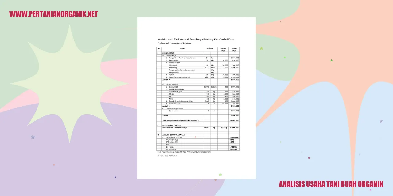 analisis usaha tani buah organik