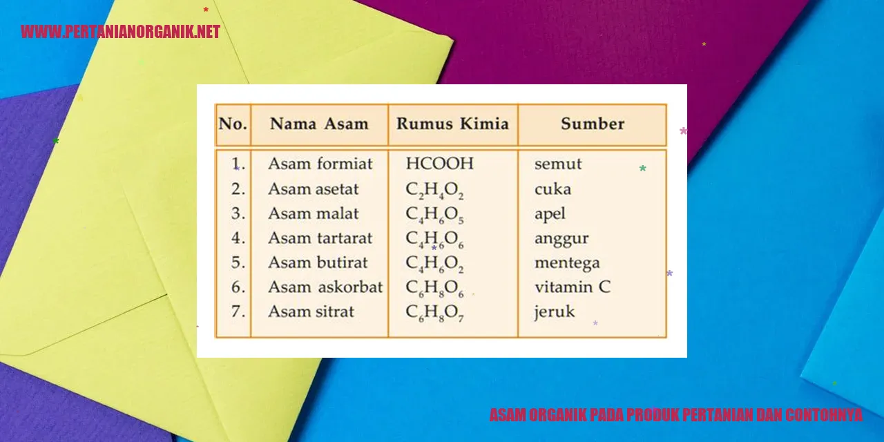 asam organik pada produk pertanian dan contohnya