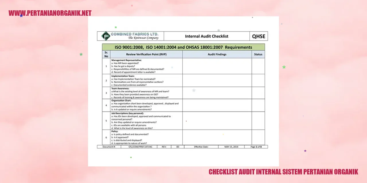 checklist audit internal sistem pertanian organik