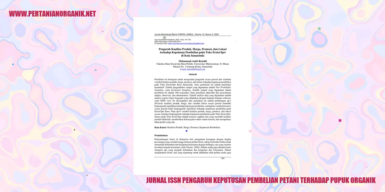 gambar jurnal issn pengaruh keputusan pembelian petani terhadap pupuk organik