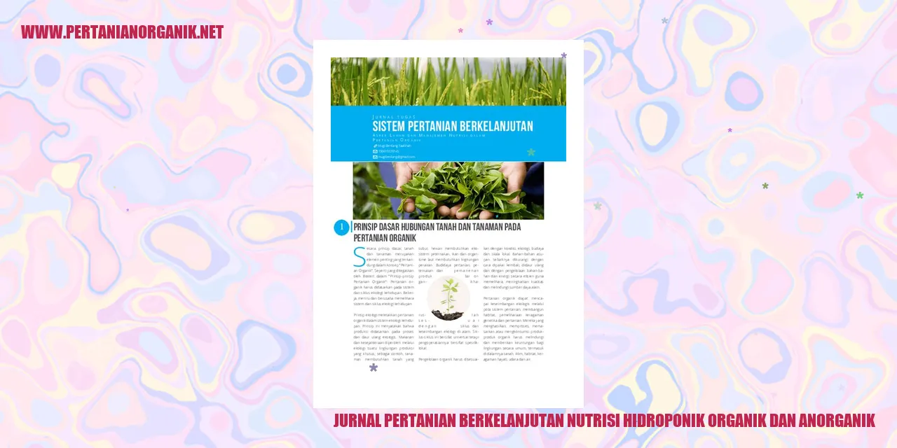 Jurnal Pertanian Berkelanjutan Nutrisi Hidroponik Organik dan Anorganik