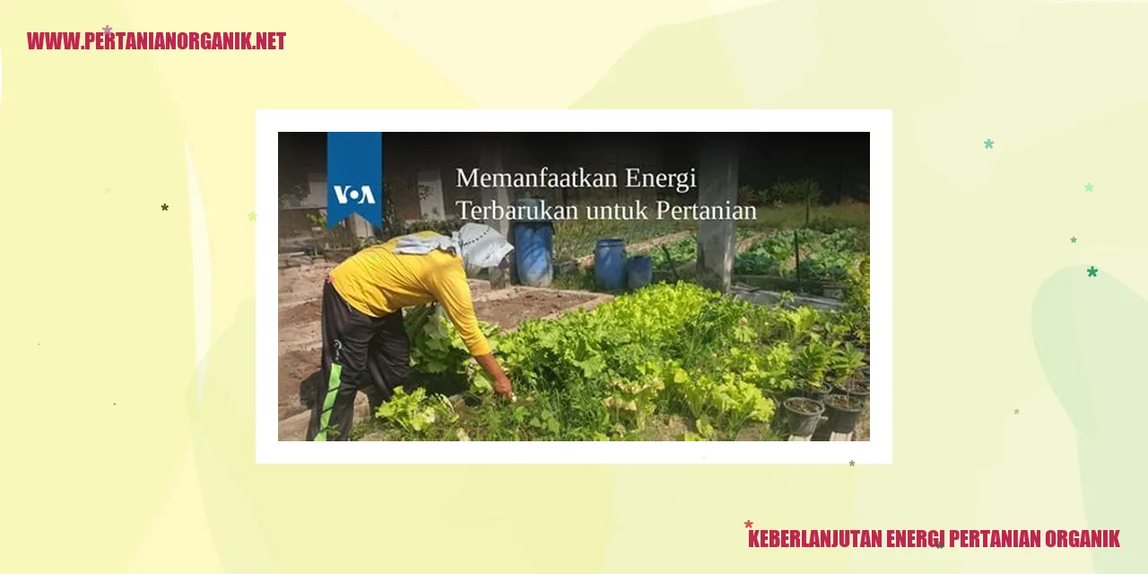 Keberlanjutan Energi Pertanian Organik