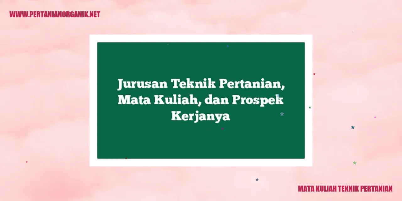 Mata Kuliah Teknik Pertanian