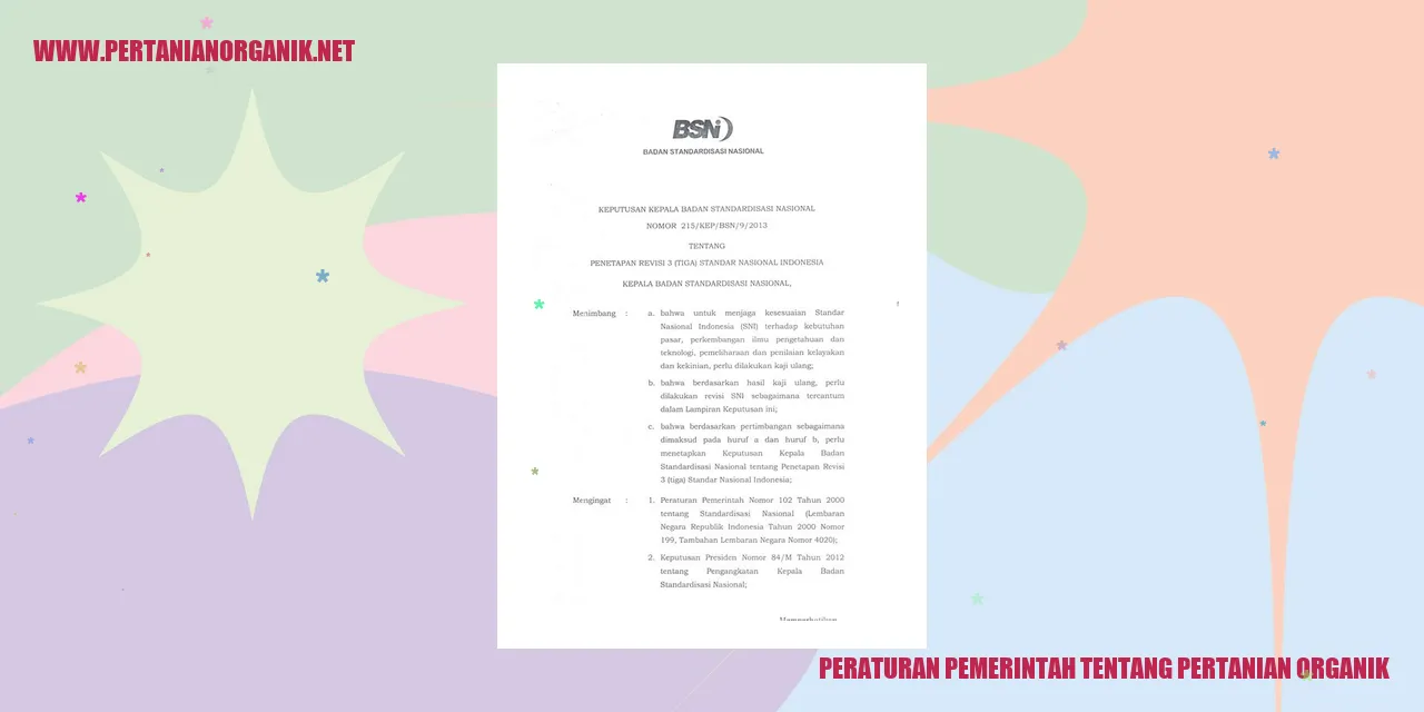 peraturan pemerintah tentang pertanian organik