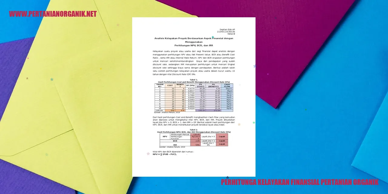 Perhitungan Kelayakan Finansial Pertanian Organik